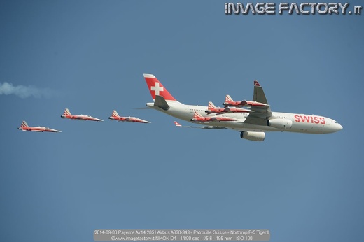 2014-09-06 Payerne Air14 2051 Airbus A330-343 - Patrouille Suisse - Northrop F-5 Tiger II